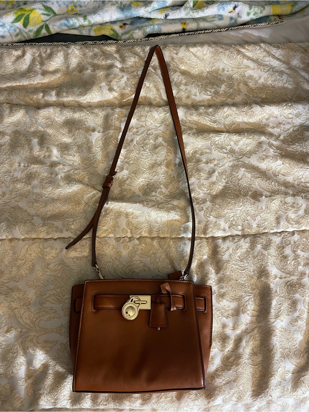 MICHAEL Michael Kors Brown Leather Crossbody with Gold-Tone Lock
